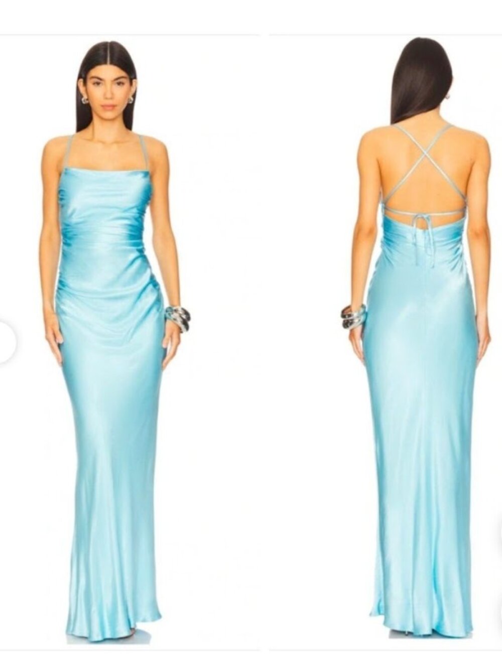 NWT Shona Joy La Lune Lace Back Maxi Dress Ing Blue  Size 0